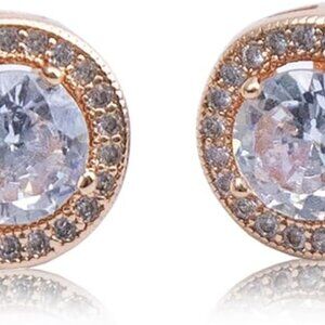 14K Gold-plated Cubic Zirconia Earring Set for Women in Rose Gold
